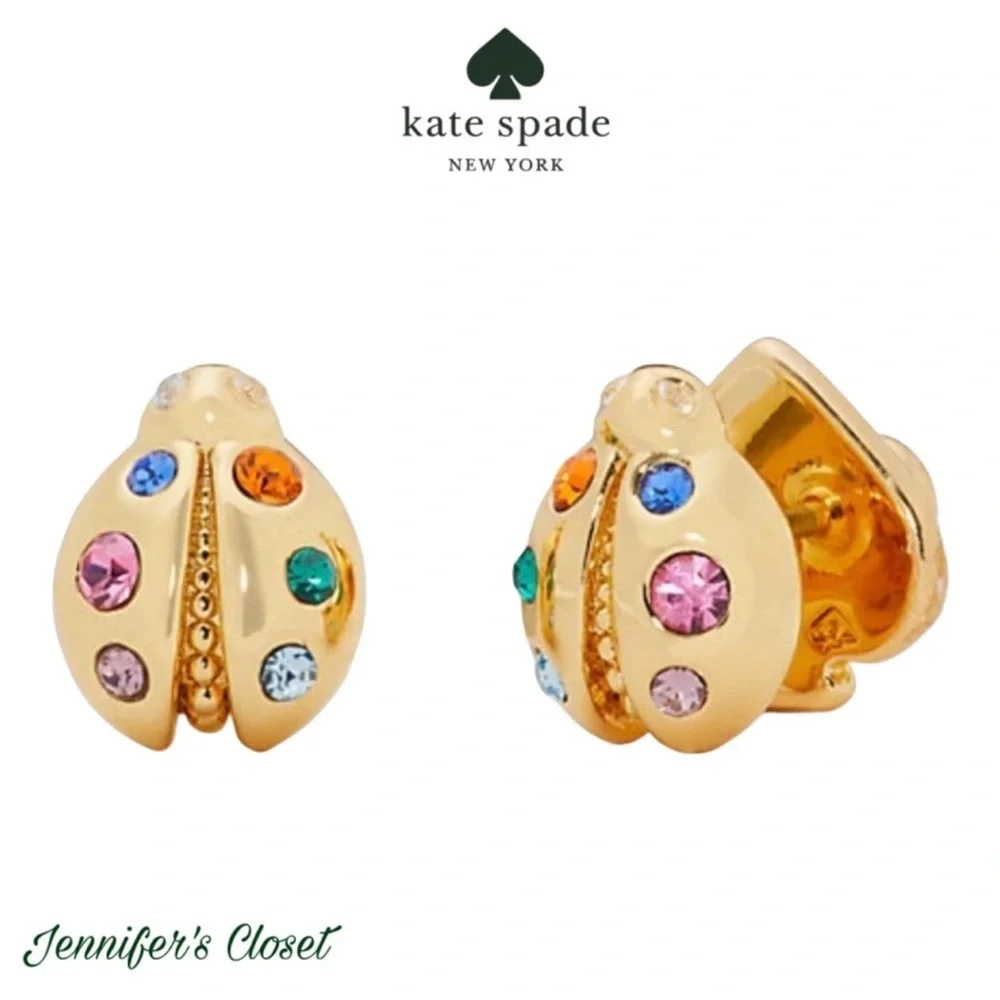 Kate Spade Earrings / Cz Gold-Tone Ladybug Stud Earrings NWT